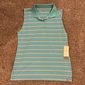 Maggie Lane Womens Sleeveless Striped Golf Polo XL
